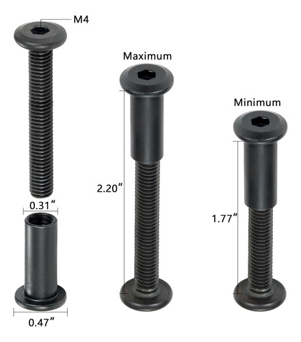 100 Sets Tornillo De Unión De Tuerca Y Perno Negro M6x...