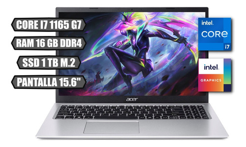 Portátil Acer A315 Core I7 1165g7 Ram 16gb Ssd 1tb 15.6 