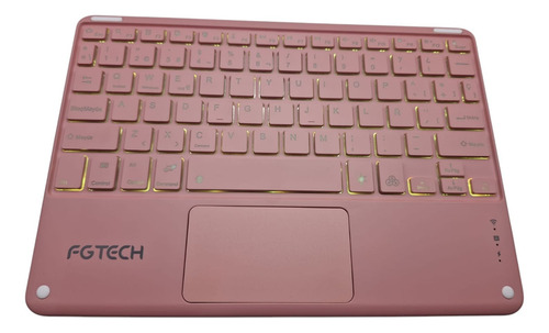 Teclado Inalambrico Bluetooth + Touchpad Retroiluminado Rgb Teclado Rosa claro Idioma Español Latinoamérica