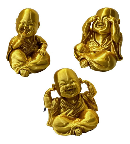 Figura Buda Baby Dorada Brillante 3 Pzas. 