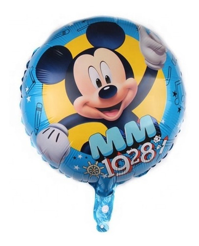 10 Globos Metalizados Mickey Celeste 45 Cm  