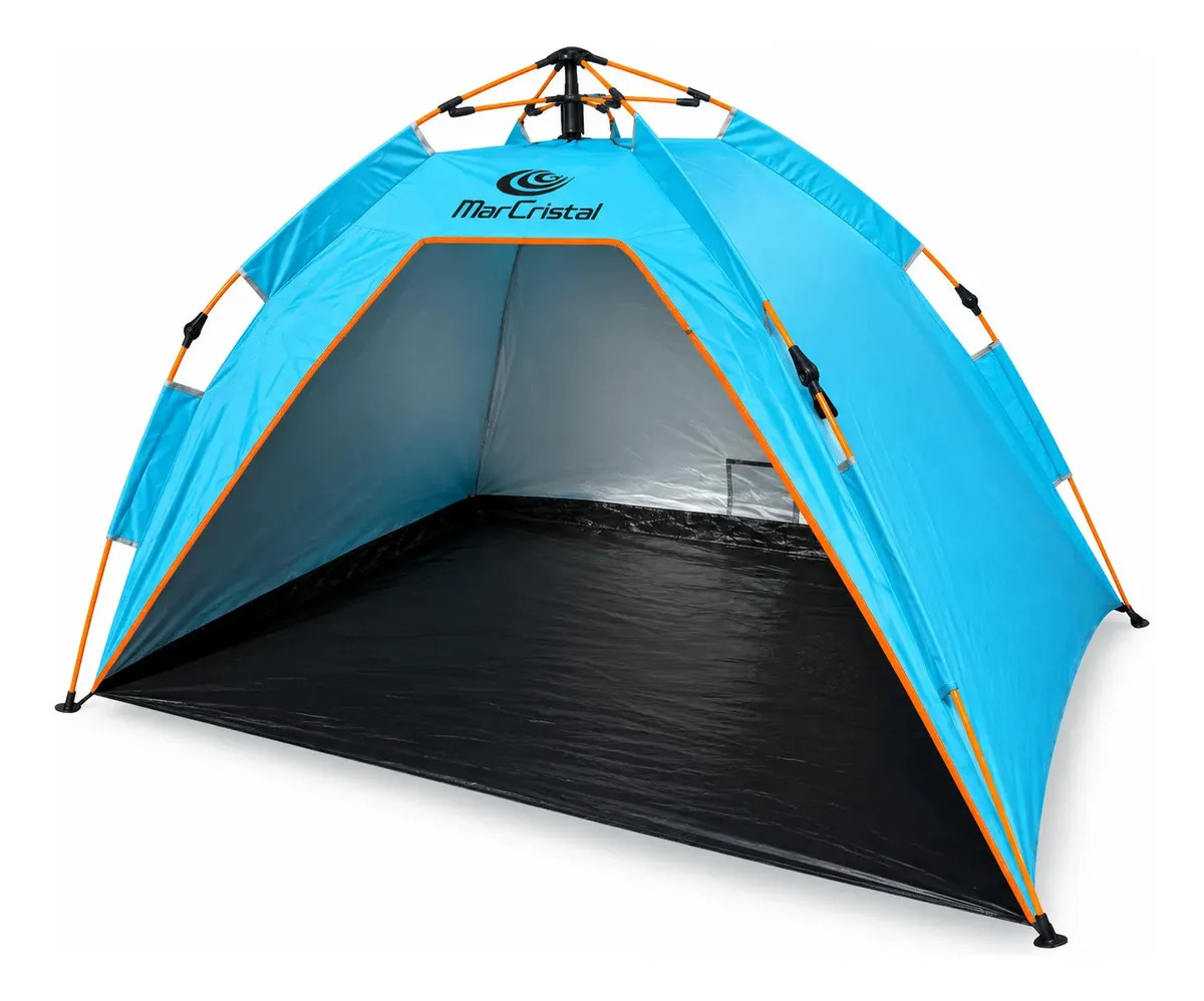 Carpa Playera Automatica 200cm Uv+40 190t Mar Cristal Color Celeste