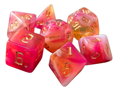 2 X 7x Dados Poliédricos De Doble Color D6 D4 D8 Rosa