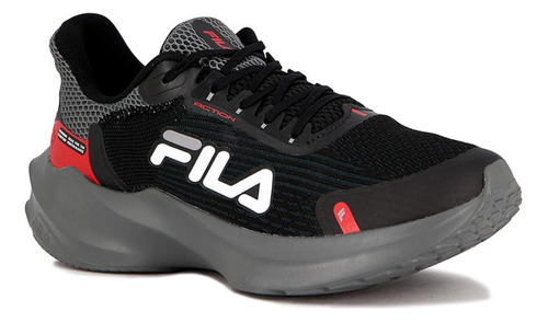 Championes Fila Running Action Para Hombre Negro/rojo