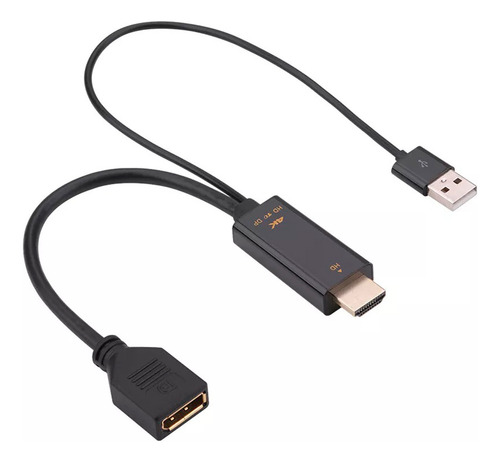 Adaptador Hdmi Com Usb 2.0 Para Displayport 4k Full Hd 1080p