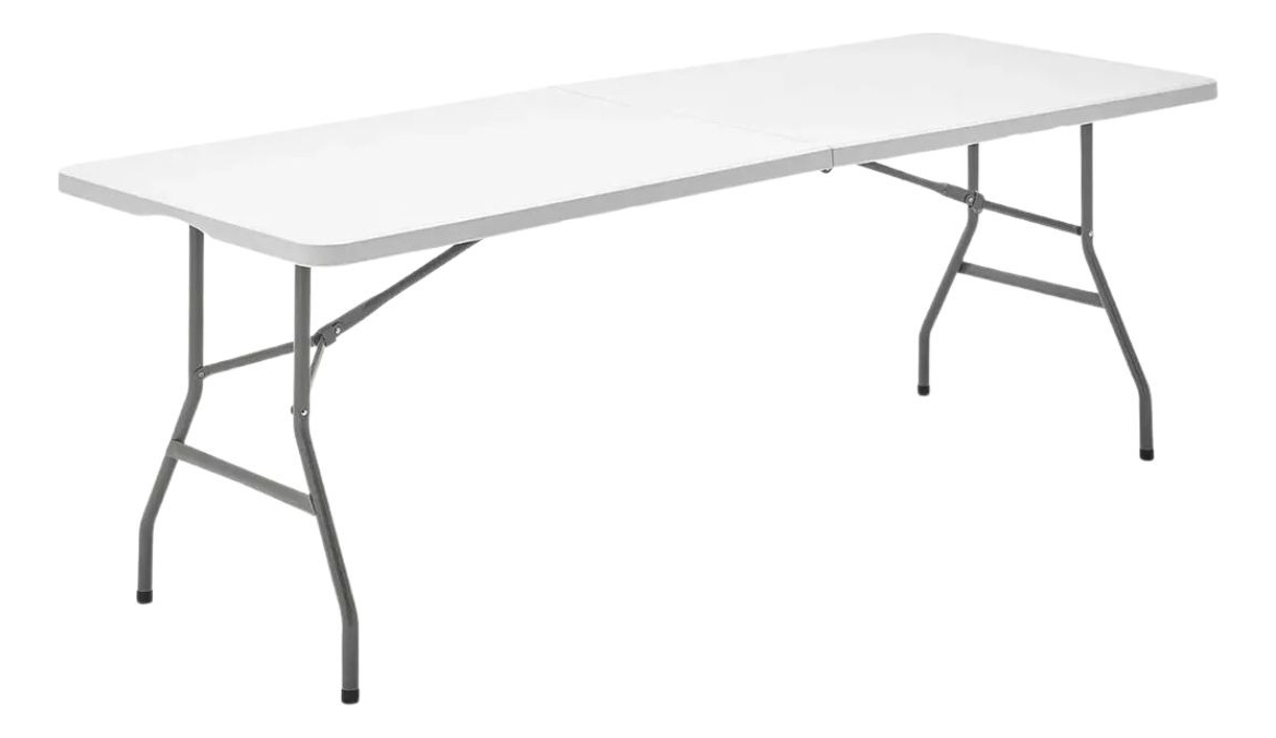 Mesa Plegable Valija Jardin Portatil Tablón 2.40 M Reforzada Color Blanco