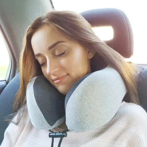 Almohada De Viaje Napfun De Espuma Viscoelástica Gris