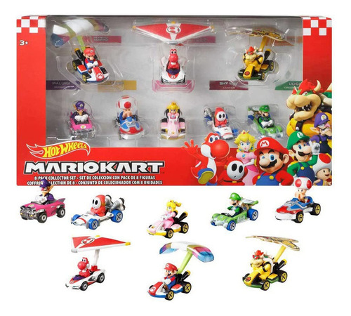 Diecast Hotwheels Mario Kart Cars 8 Pack [coleccionista]