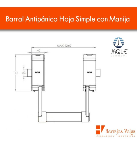 Imagen 5 de 10 de Barral Antipánico Jaque Puerta Hoja Simple Llave Manija Gtia