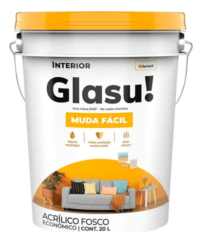  Látex Glasu! Interior Antihongos Muda Facil Blanco - 20 Lts