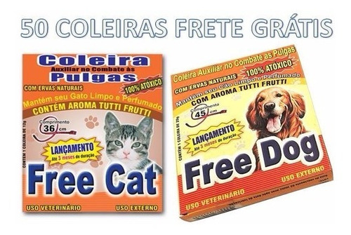 50 Coleiras Antipulgas Gatos E Cachorro Kit Sortido Atacado