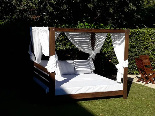 comprar Camastro Alto De Madera Con Cortinas, Coclchon Y Almohadas