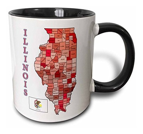 3drose Flag And Map Of The State Of Illinois Counties Colore