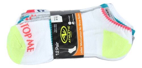 Calcetines Dama Athletic Works 12 Pares Tonos Blancos