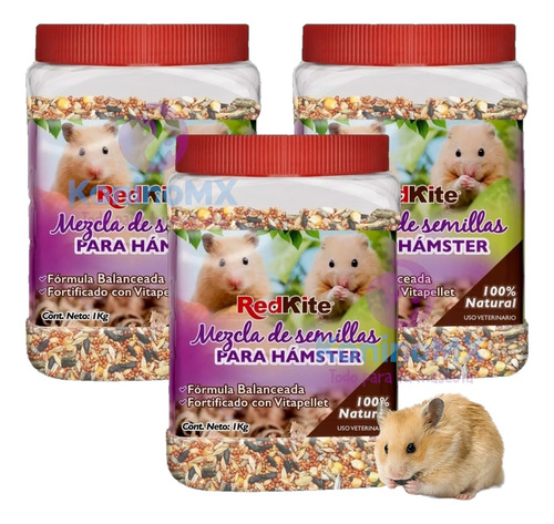 Alimento Comida Para Hamster Mezcla De Semillas 1 Kg (3pzas)