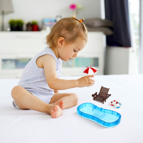 1 Juego De Decoración De Escena De Mini Casa, Piscina En Min