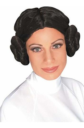 Peluca Princesa Leia Star Wars., Talla Única , Marrón