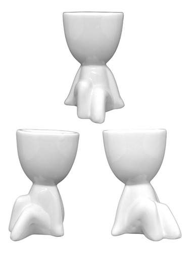 Vaso Boneco Bob Branco Sentado Pernas Encolhidas - Cachepot