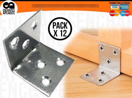 Imagen 4 de 4 de Escuadra Para Estantes Soportes Entrepaño Acero Inox 36x32mm