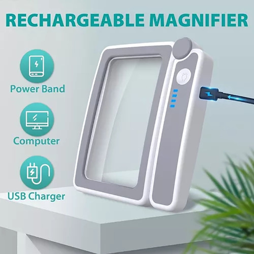 Lupa Recargable De 4x Para Lectura, Con 10 Luces Led