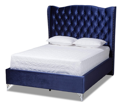 Baxton Studio Cama, King, Azul