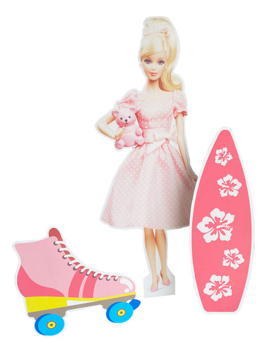 Kit Fiesta De Figuras De Coroplast Barbie 3pz
