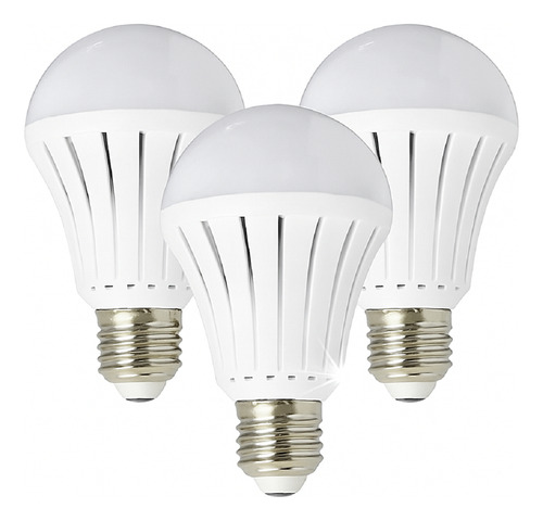 Foco De Emergencia Led 10w E27 Luz Emergencia Pack 3 Blanco Cálido