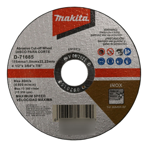 Disco Para Corte Fino 4-1/2 . Makita. Caja De 50 Pzs
