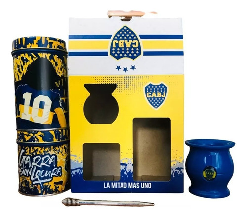 Set Matero Boca Juniors Yerbera Azucarera Bombilla Regalo 