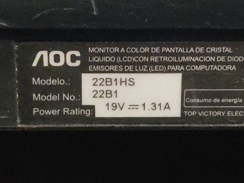 Monitor Aoc Modelo 22b1hs Display Roto En Partes O Completo (Usado)