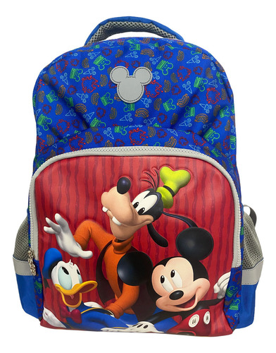 Morral Premium Grande Mickey Mouse Con Donald & Goofy Diseño de la tela Multicolor