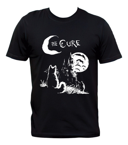 Remera The Cure Rock Gato Luna Algodón Premium