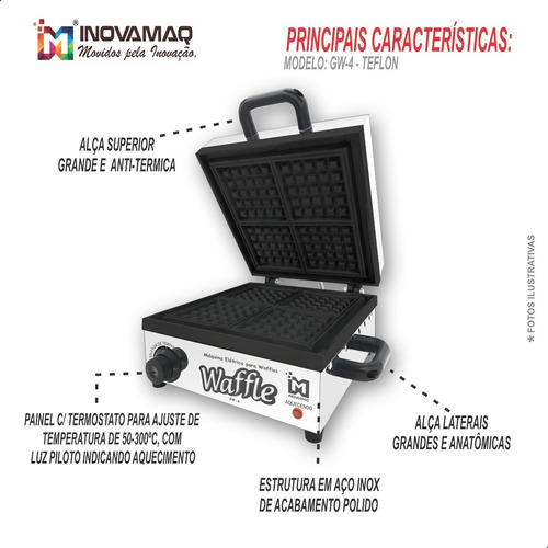 Imagem 5 de 8 de Máquina De Waffles Wafer Profissional - 220v - Antiaderente