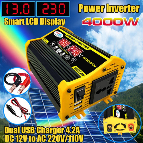 Inversor De Corriente Para Auto, Portátil, 4000w, 12v A 110v