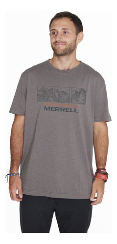 Polera M/c Merrell T-shirt Short Sleeve Gris Hombre