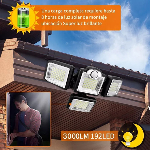 . 192 Led Lámpara Focos Solar De Pared Exteriores Sensor Luz