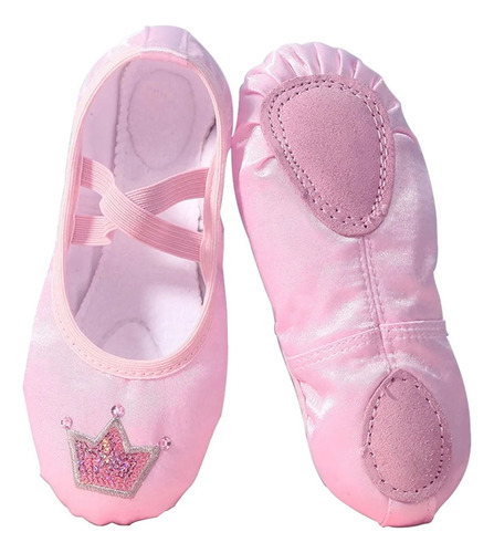 Zapatos De Ballet Niñas Lindos Zapatos Baile Corona Rosa