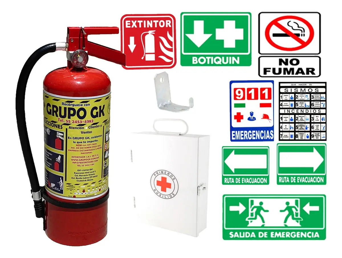 Kit Extintor Completo + Carta De Proteccion Civil + Curso
