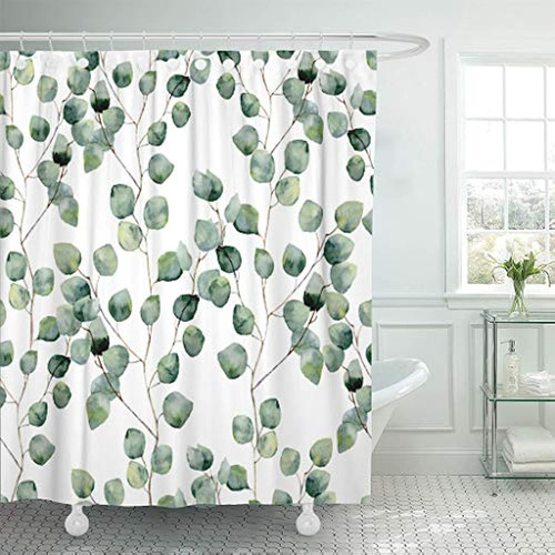 Cortinas De Baño Cortina De Ducha Patrón De Hojas 180x180cm