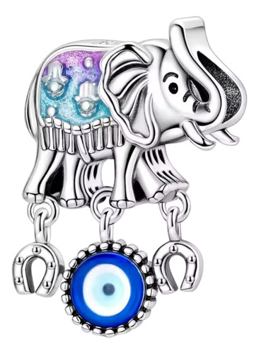 Charms Plata 925 Elefante Buena Suerte Y Ojo Protección Plateado