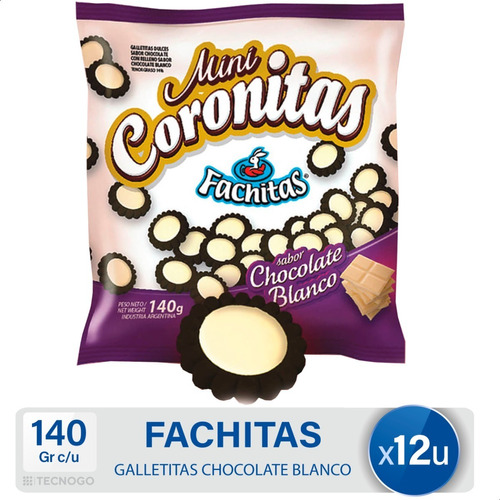 Galletitas Chocolate Blanco Fachitas Coronitas - Pack X12