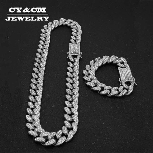 images Cadenas De Plata Con Diamantes Para Hombre cadena cubana y pulsera rolex para hombre con diamantes
