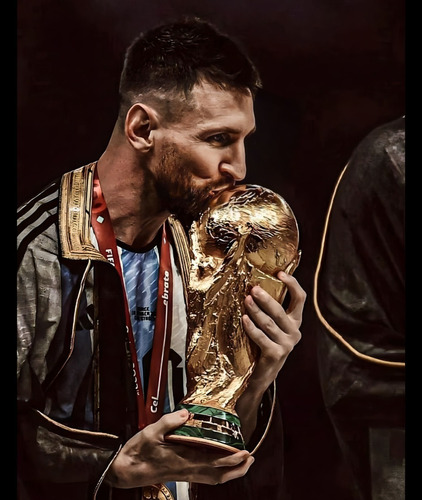 Poster Messi Campeon 64x54cm #2 Vinilo Autoadhesivo  Premium