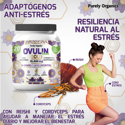 Ovulin Greens Gold: Antioxidantes Vitaminas Inositol 60 Serv Sabor Natural