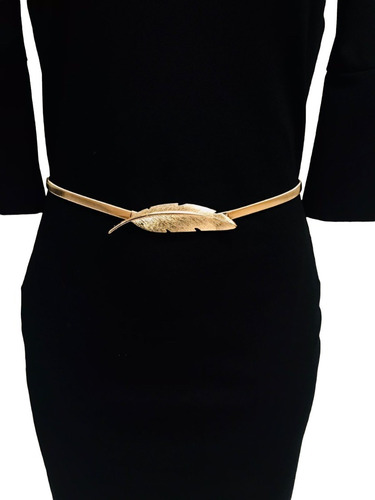 Cinturón De Mujer Metálico Elástico  Elegante De Hoja