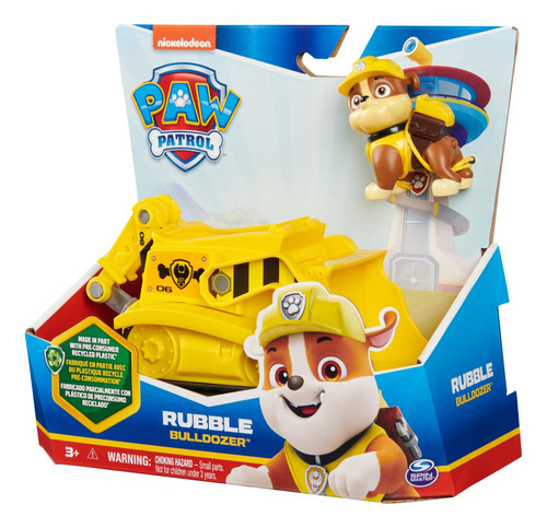 Paw Patrol Vehículo Básico Sustentable Rubble Con Figura De