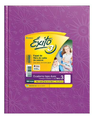 Cuaderno Éxito E3 Tapa Dura 100 Hojas Rayadas Lila