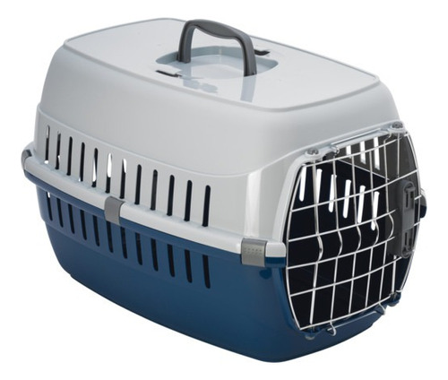 Transportadora Moderna Perros Gatos Hasta 8 Kg Puerta Metal Color Azul Acero