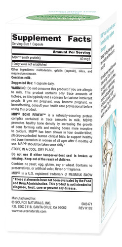 Source Naturals Mbp Bone Renew Proteína De Leche Para De 30