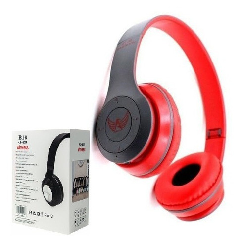 Imagem 1 de 6 de Fone De Ouvido Bluetooth Sem Fio Vermelho Fm Headphone Atmx